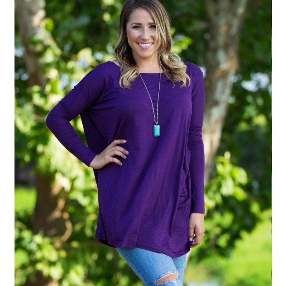 🟪🟪PURPLE PIKO 1988 LONG SLEEVE TUNIC TOP